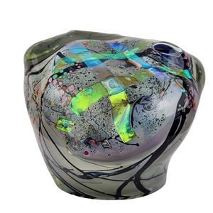 Signed Rolling Karg 1993 Contemporary Art Glass Swivel Base Table Sculpture